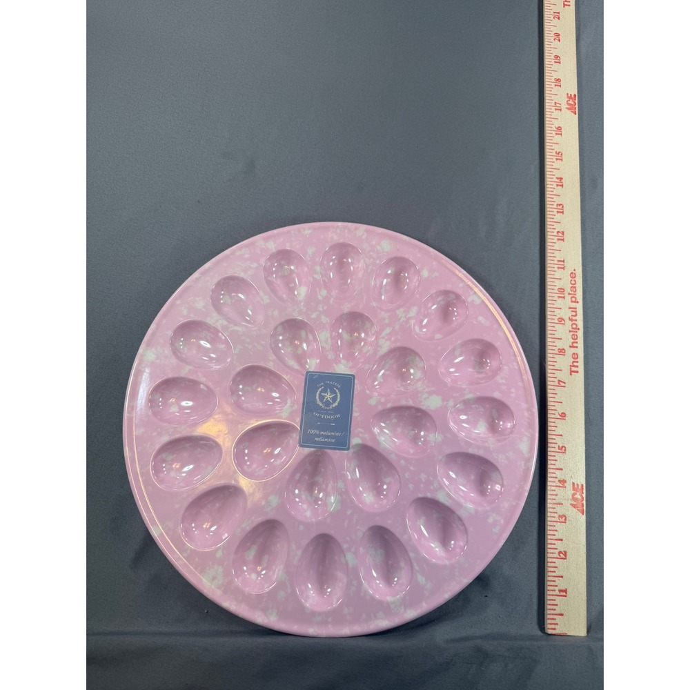 New Pioneer Woman Melamine Deviled Egg Platter Pink Splatter Round Serving Tray